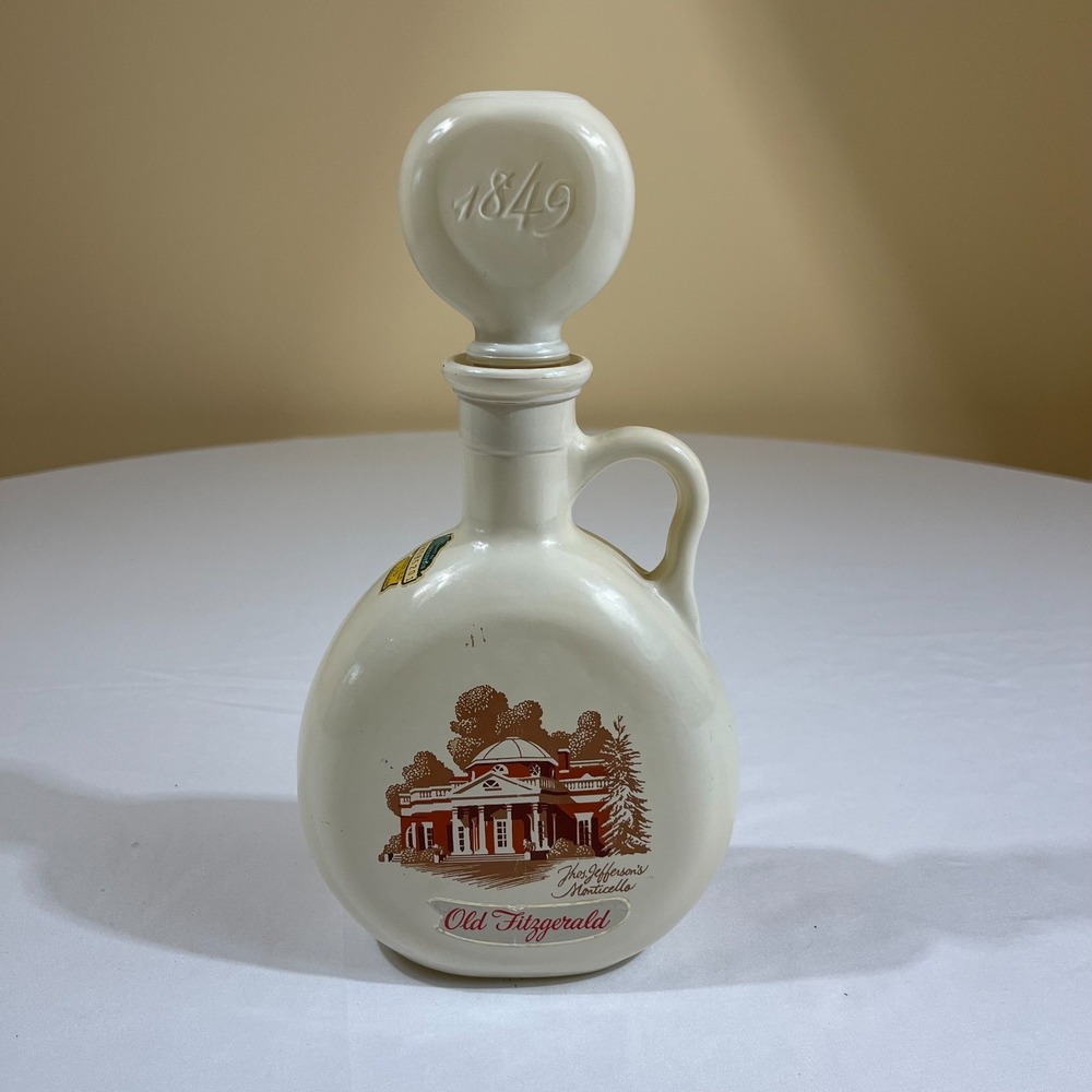 Vintage Old Fitzgerald Monticello Decanter Stitzel Weller Ceramic Empty